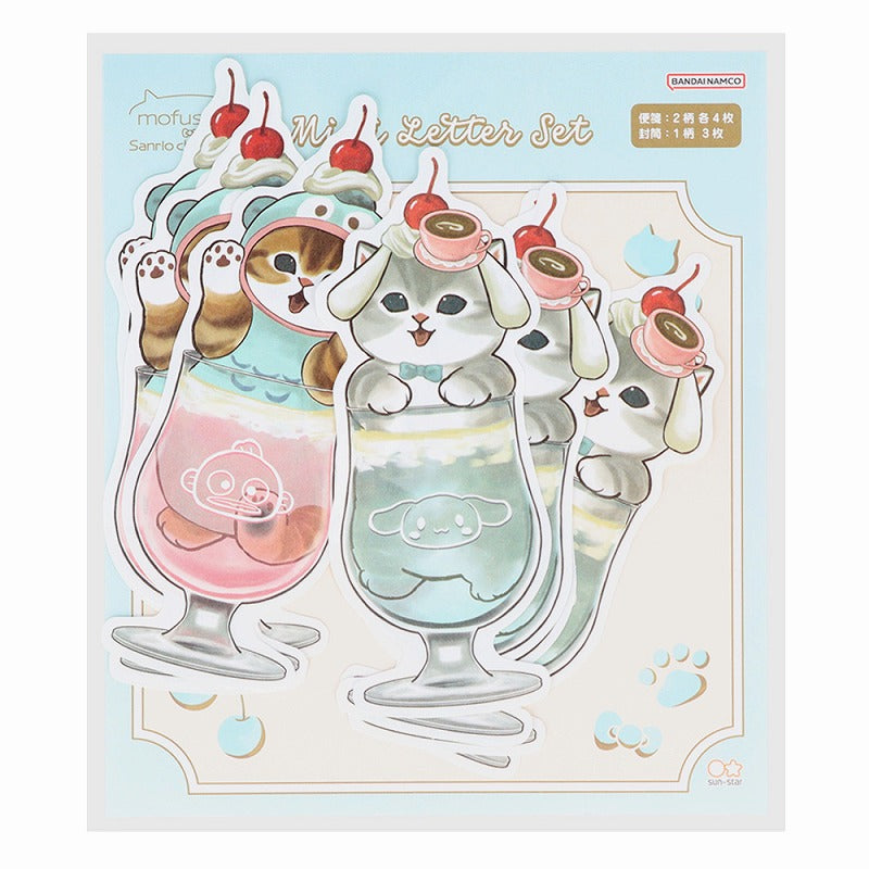 mofusand× Sanrio Character Die Cut Mini Letter Set (Soda)