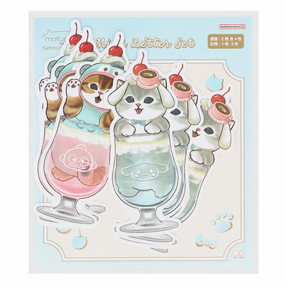 mofusand× Sanrio Character Die Cut Mini Letter Set (Soda)