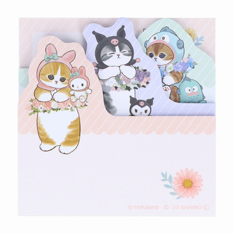 mofusand× Sanrio Characters Die Cut Block sticky note (flower)