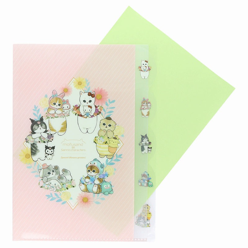 mofusand× Sanrio Characters Die Cut Clear File 5P (Flower)