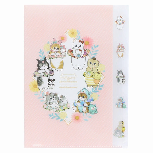 mofusand× Sanrio Characters Die Cut Clear File 5P (Flower)