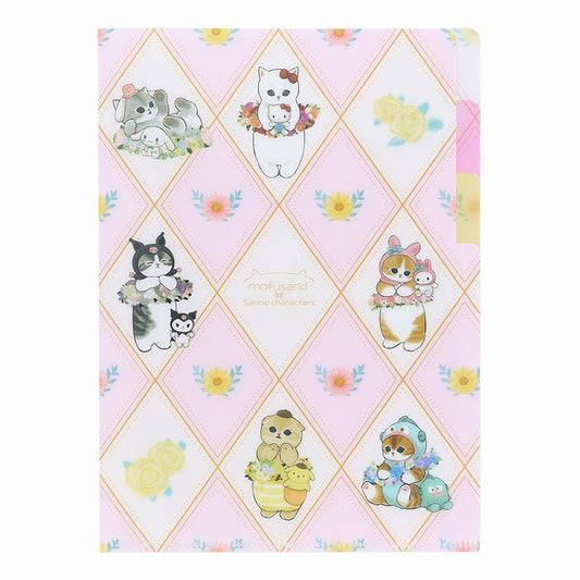 mofusand× Sanrio Characters Clear File A5 3P (Flower)