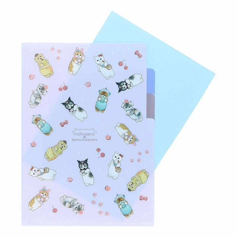 mofusand×サンリオキャラクターズ クリアファイルA5 3P(ぬいぐるみ)