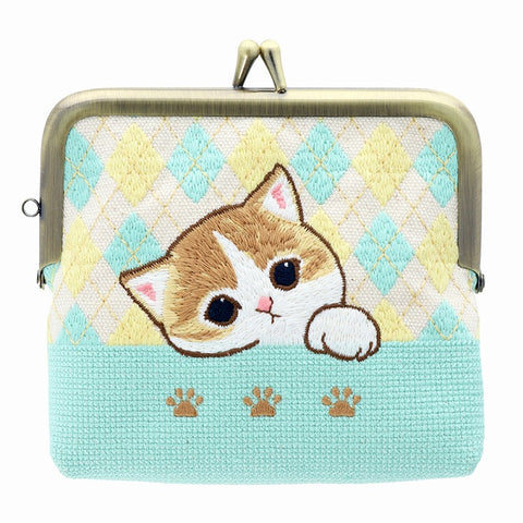 新品 モフサンド 畳刺繍 がま口 ポーチ ハチにゃん 猫 ねこ ネコ