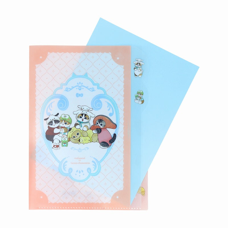 mofusand× Sanrio Characters Die Cut Clear File 5P (Retro Frame)