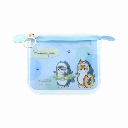 mofusand Clear Pouch Mini Flat MITTE (Shark Meow)