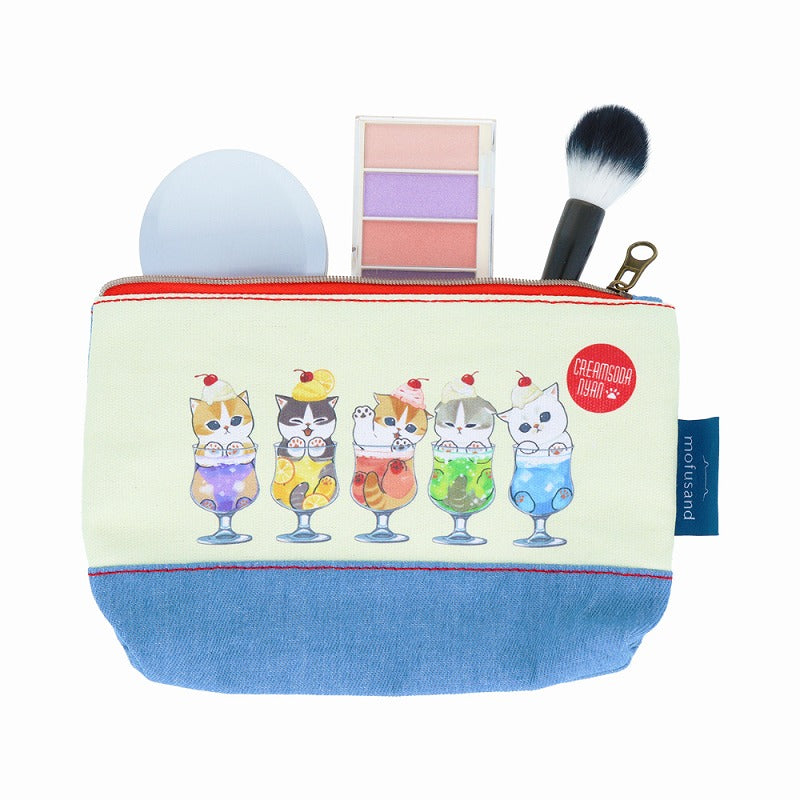 mofusand Denim pouch flat (cream soda Nyan)