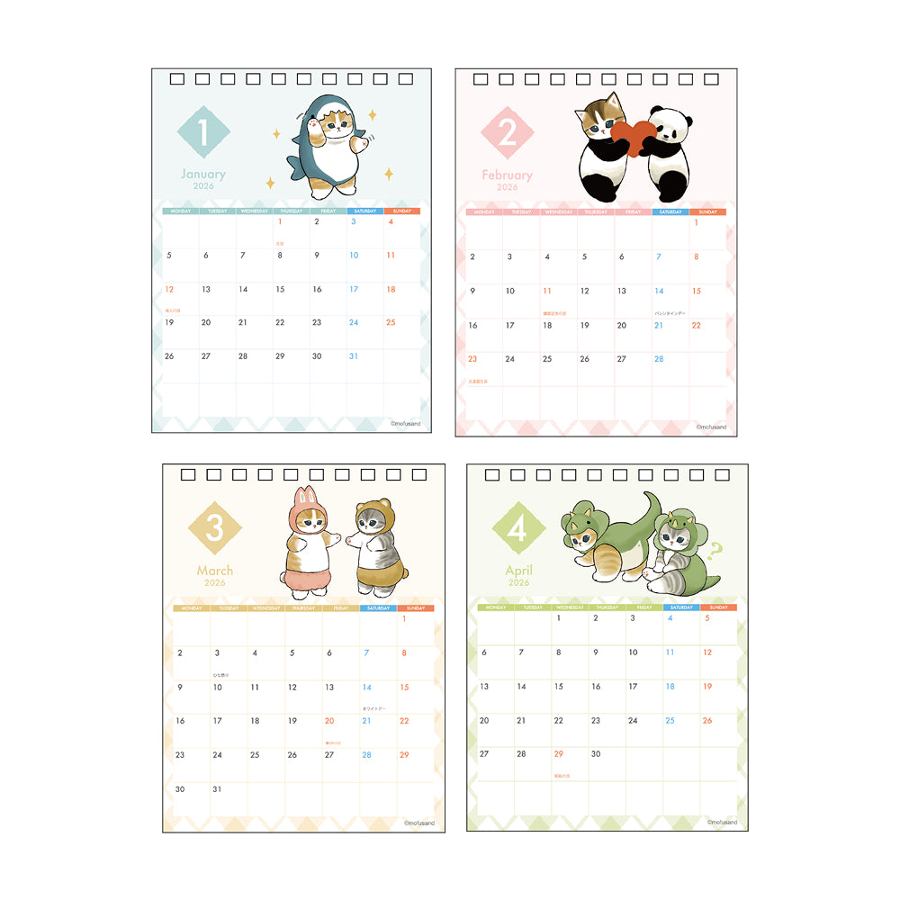 mofusand Desk Calendar with Message 2026