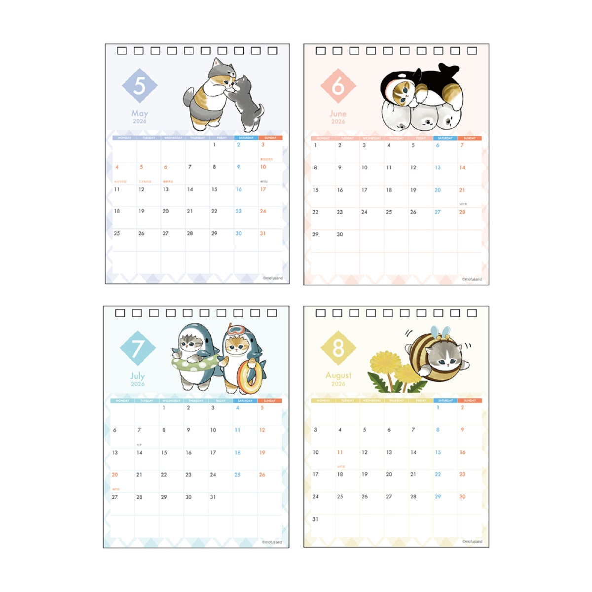 mofusand Desk Calendar with Message 2026