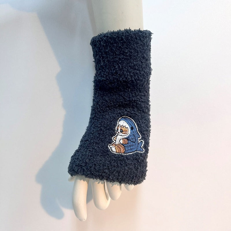 mofusand Marshmallow Arm Wormer (Shark Nyan Embroidery Black)