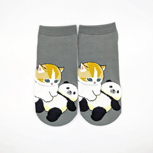 mofusand Patterned Yarn Marshmallow Front Socks (Panda)