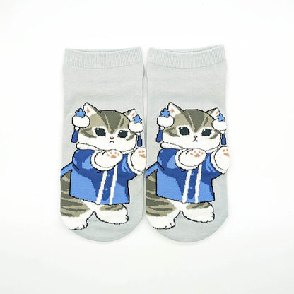 mofusand Patterned Yarn Marshmallow Front Socks (Chinese-style)