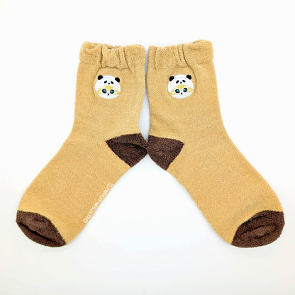 mofusand Velour Low Crew Socks (Panda Embroidery)