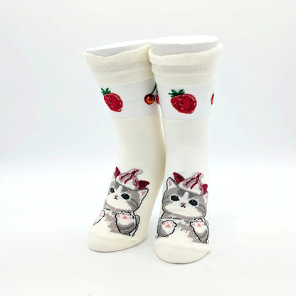 mofusand シースルークルーソックス(パフェにゃん アイボリー)