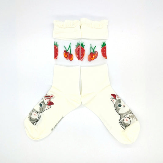 mofusand Sheaslur Clue Socks (parfait Nyan ivory)