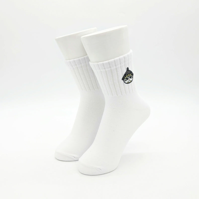 mofusand Crew socks (shark Nyan Sashimi White)