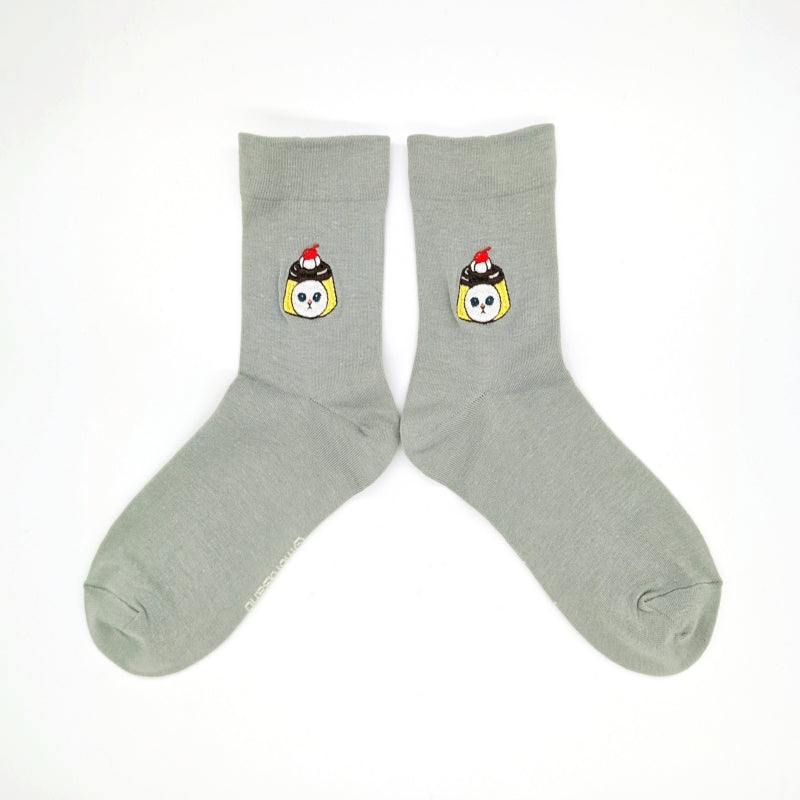 mofusand Crew socks (pudding Nyan Sashimi Gray)