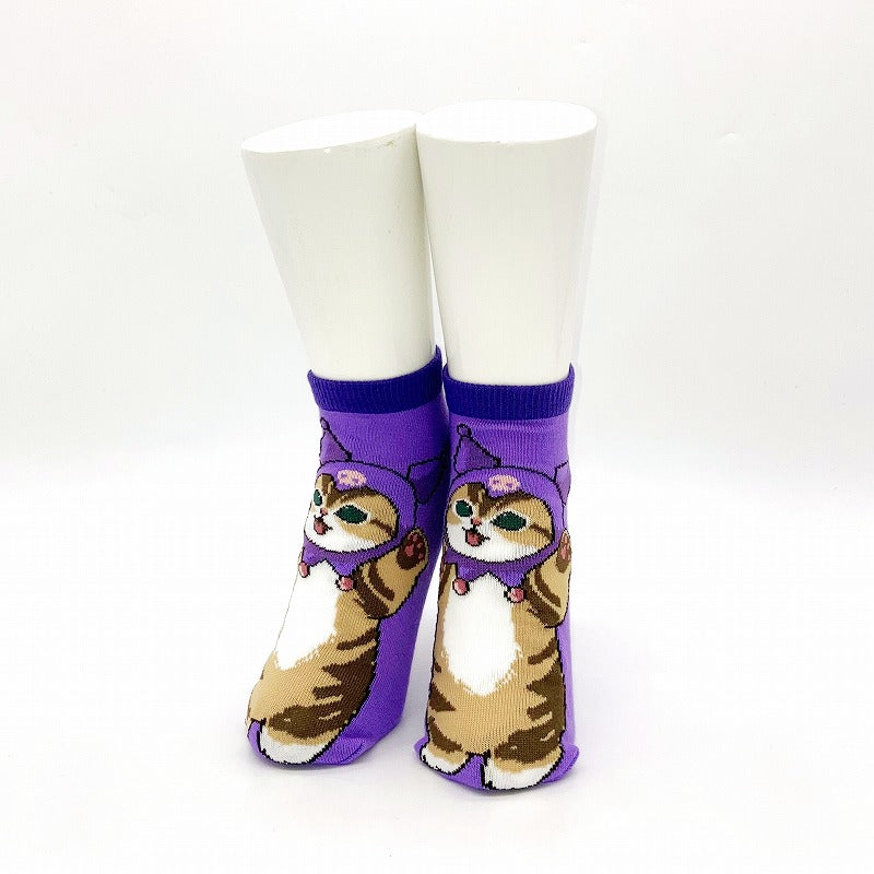 mofusand× Sanrio Characters Socks (Kuromi Purple)