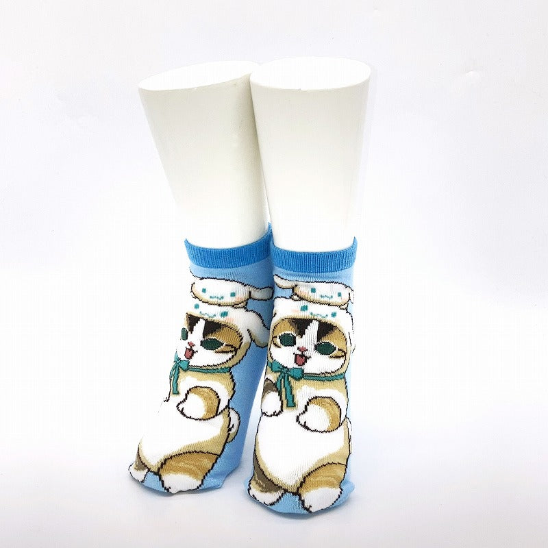 mofusand× Sanrio Characters Socks (Cinnamolol Blue)