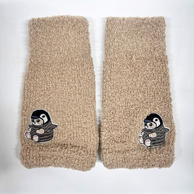 mofusand Marshmallow Arm Wormer (Penguin Nyan Embroidery Brown)