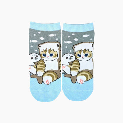 mofusand Front Ankle Socks (Hammerhead Shark Friends Pattern)