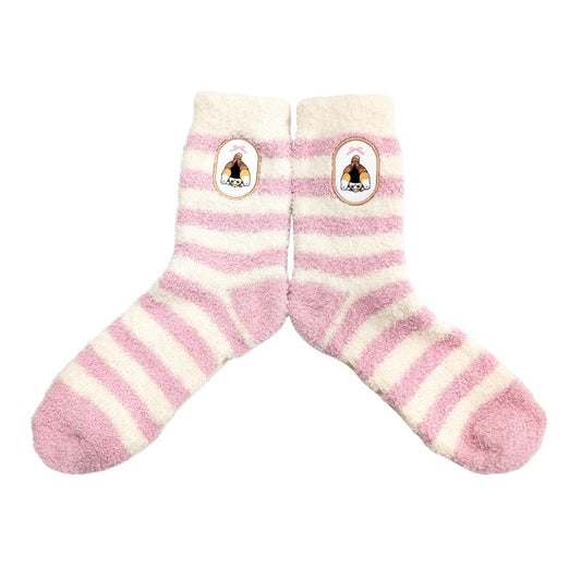 mofusand Marshmallow Crew Socks (Upside-Down Cat Patch)