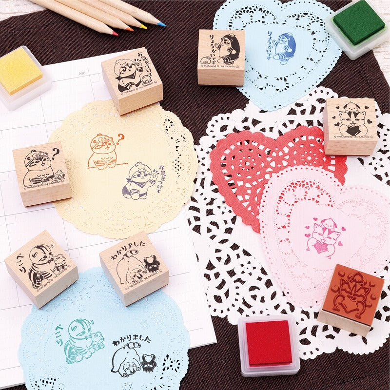 mofusand× Sanrio Characters Wooden Stamp A