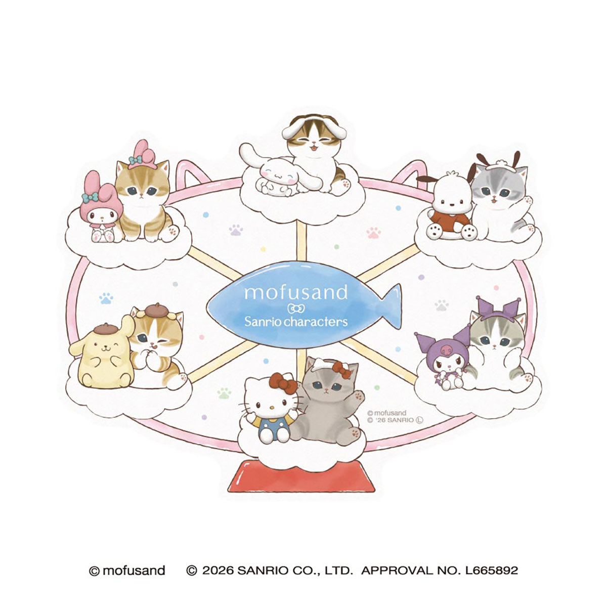 mofusand x Sanrio Characters Travel Sticker (Ferris Wheel)