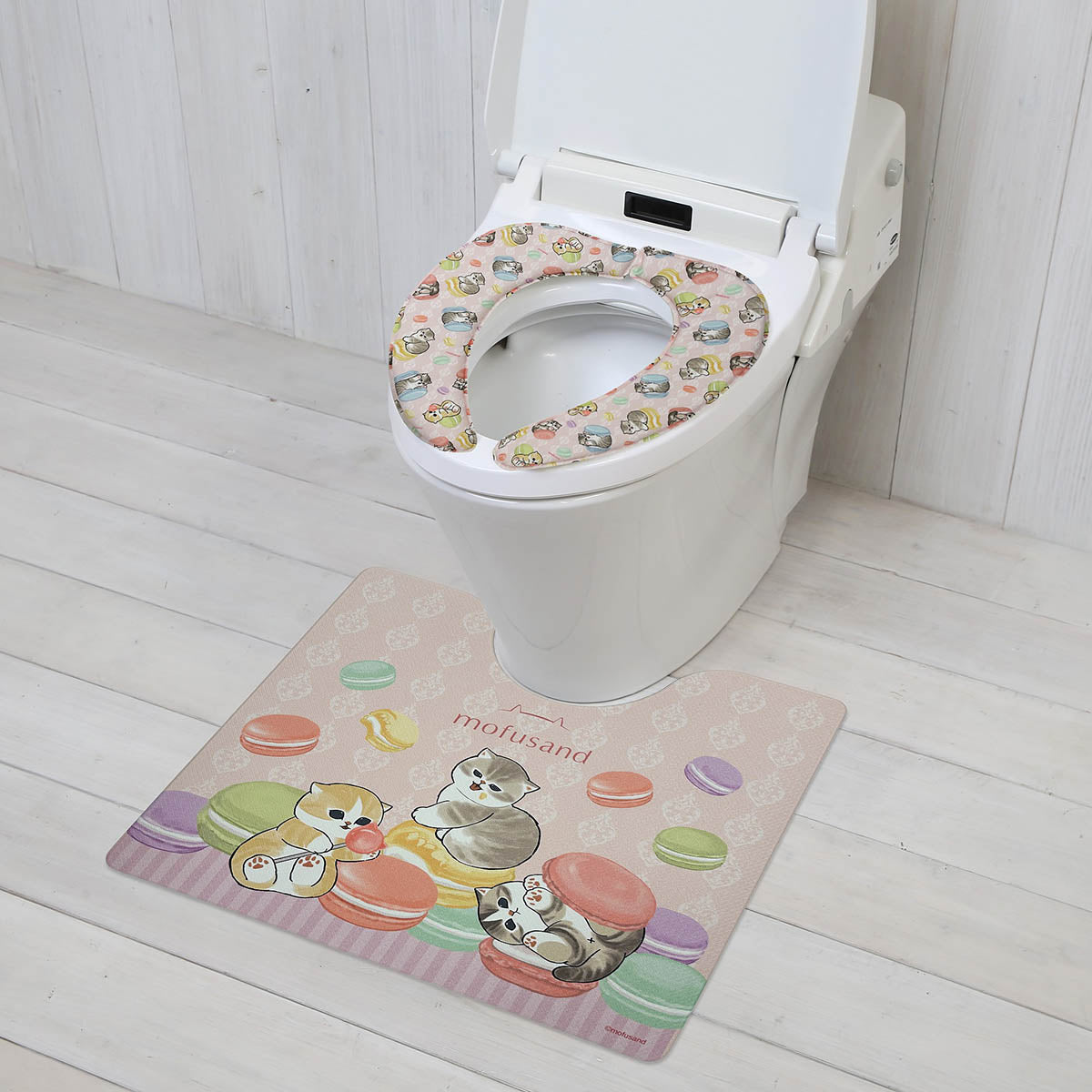 mofusand PVC Toilet Mat (Macaron Meow)