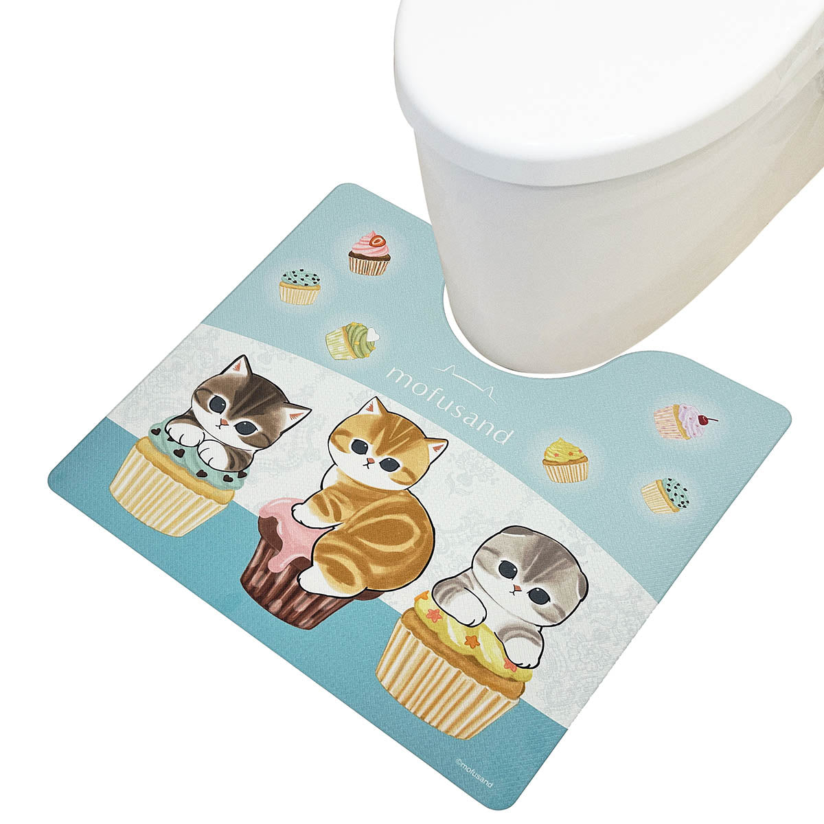 mofusand PVC Toilet Mat (Cupcake Meow)