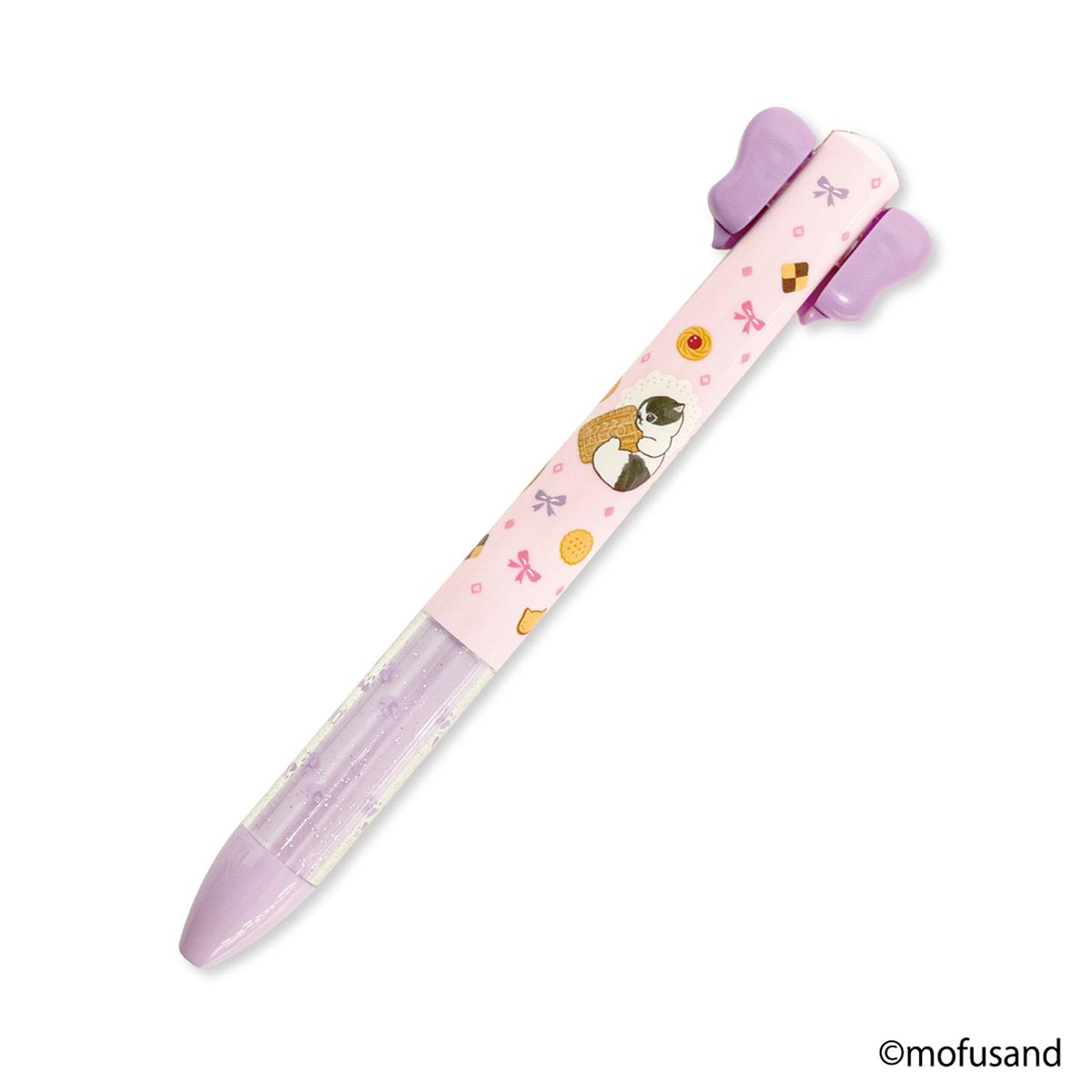 動物デザイン 文房具セット　わんわんにゃにゃんぺんぺん mofusand リボンボールペン(クッキーにゃん) | mofusandもふもふマーケット