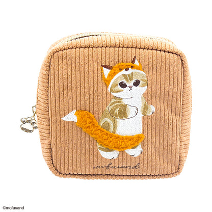 mofusand ボックスポーチ 刺繍ボア(きつね)