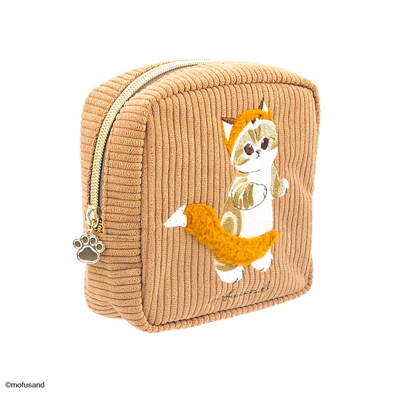 mofusand ボックスポーチ 刺繍ボア(きつね)