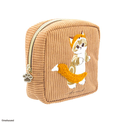 mofusand ボックスポーチ 刺繍ボア(きつね)