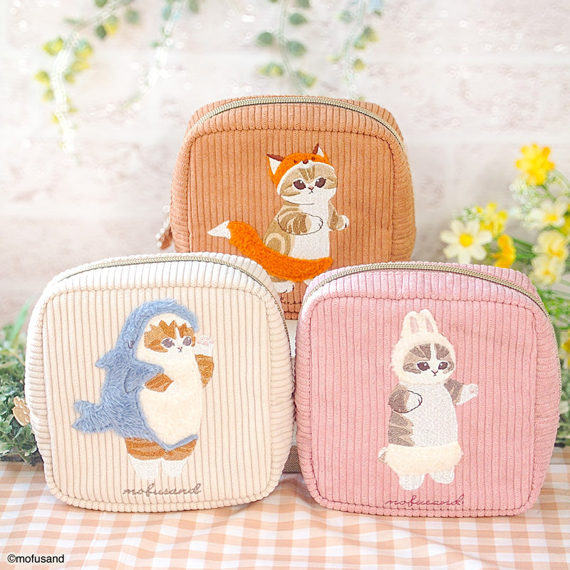 mofusand ボックスポーチ 刺繍ボア(きつね)