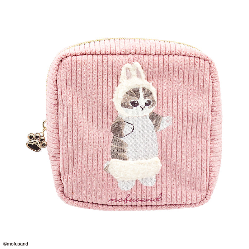 mofusand ボックスポーチ 刺繍ボア(うさぎ)