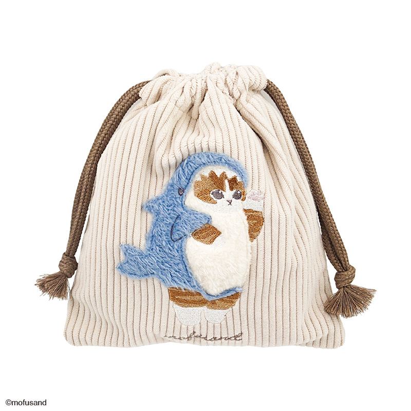 巾着 クマ 刺繍 名前刺繍 もこもこ コットン 生成 ハート 巾着 クマ