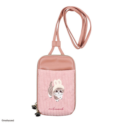 mofusand スマホショルダーポーチ 刺繍ボア(うさぎ)