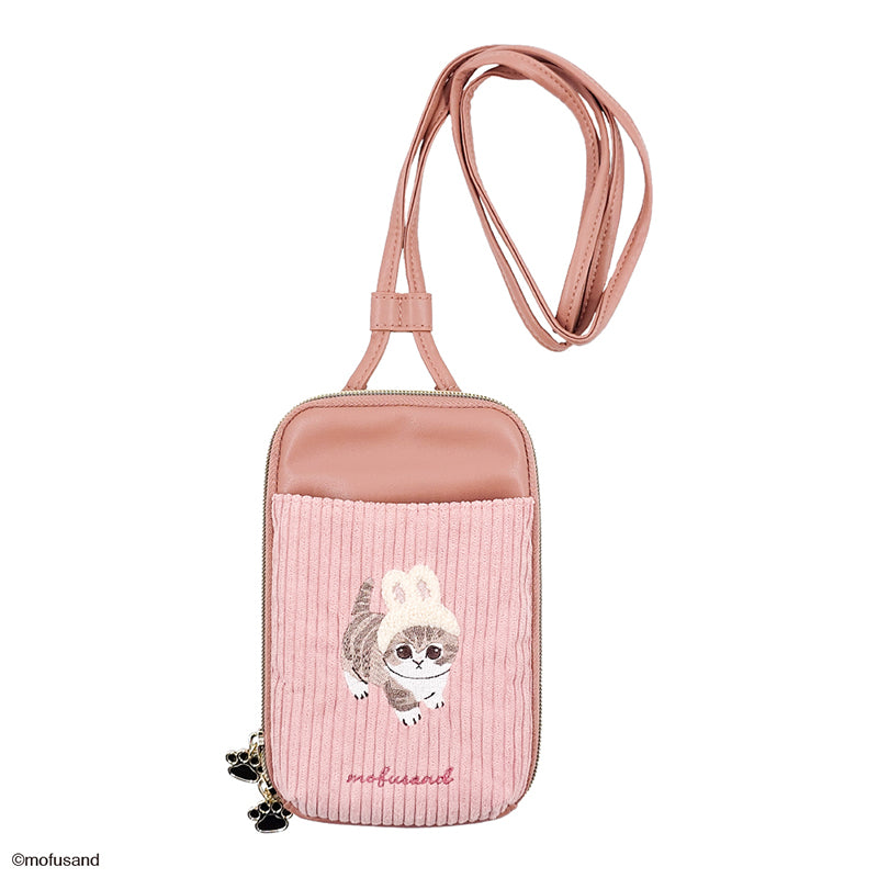 mofusand スマホショルダーポーチ 刺繍ボア(うさぎ)