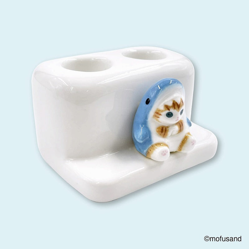 mofusand 牙刷架雙座（鯊魚貓)