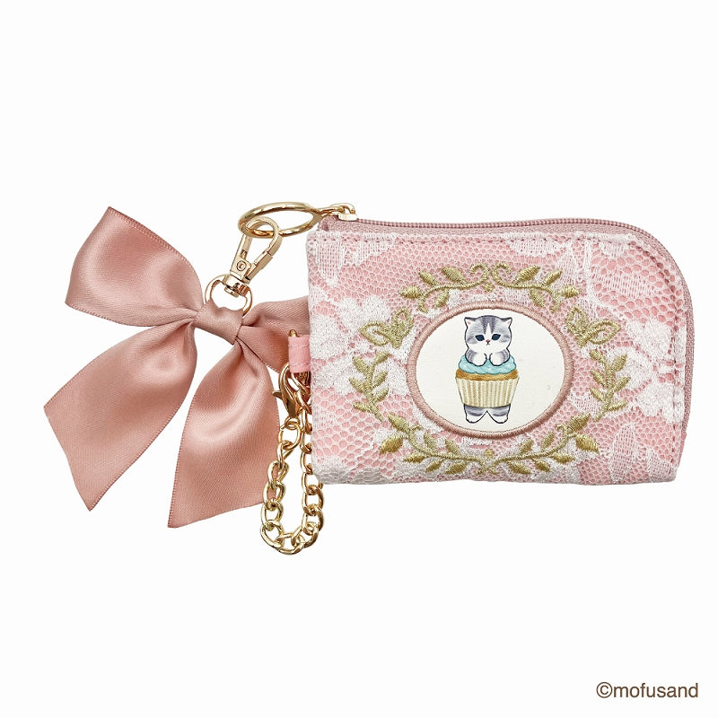 mofusand Pass & coin pouch lace x embroidery PK