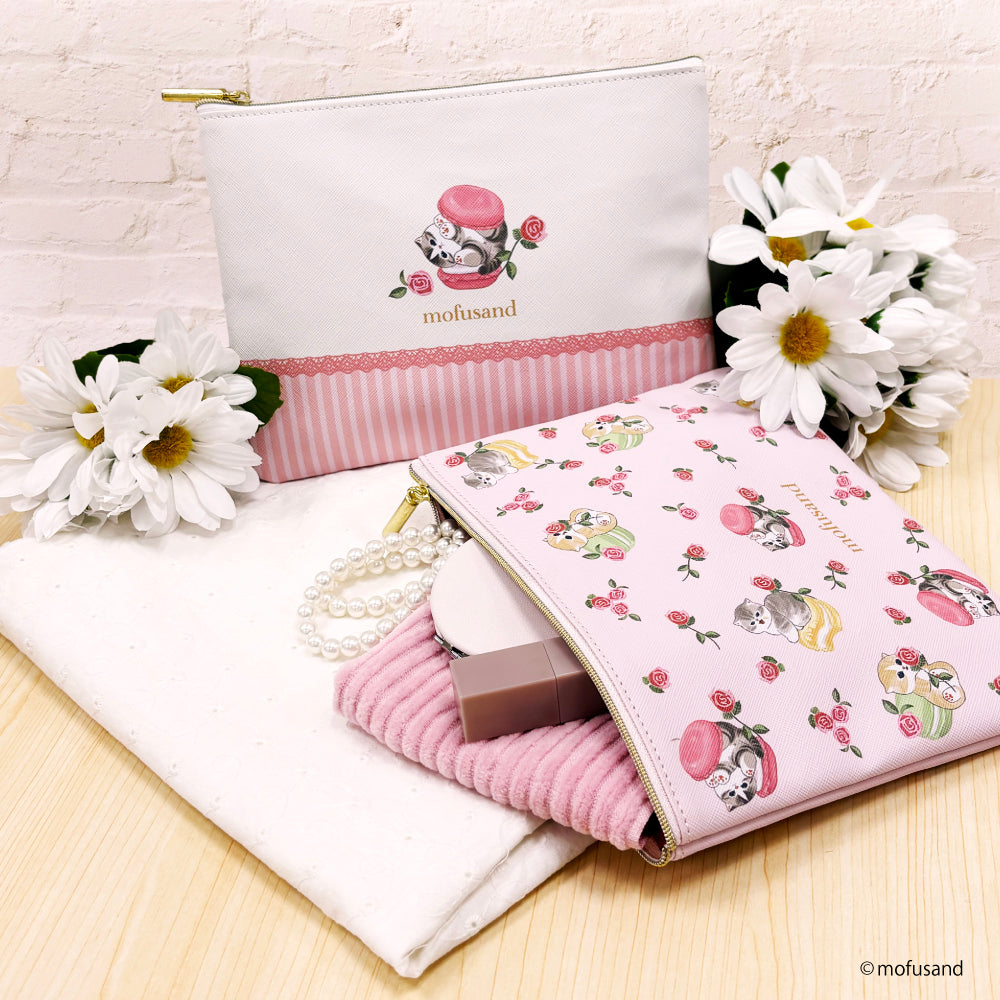 mofusand Flat pouch (sweets blossom ivory)