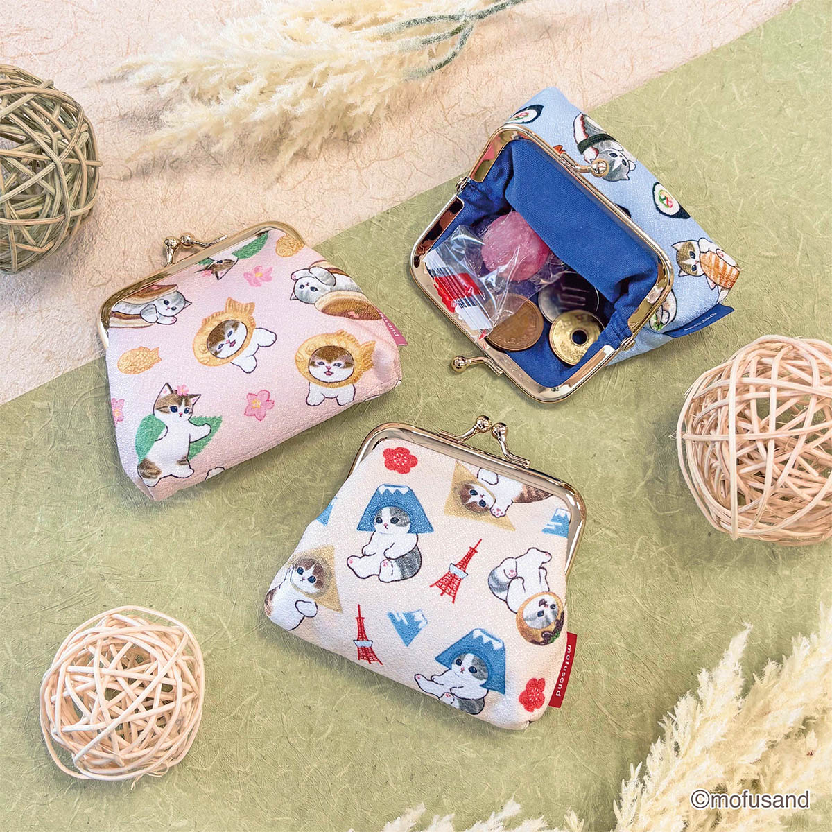 mofusand Mini Clasp Pouch Chirimen (Sushi)