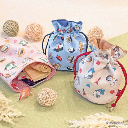 mofusand Drawstring Bag Chirimen (Sushi)