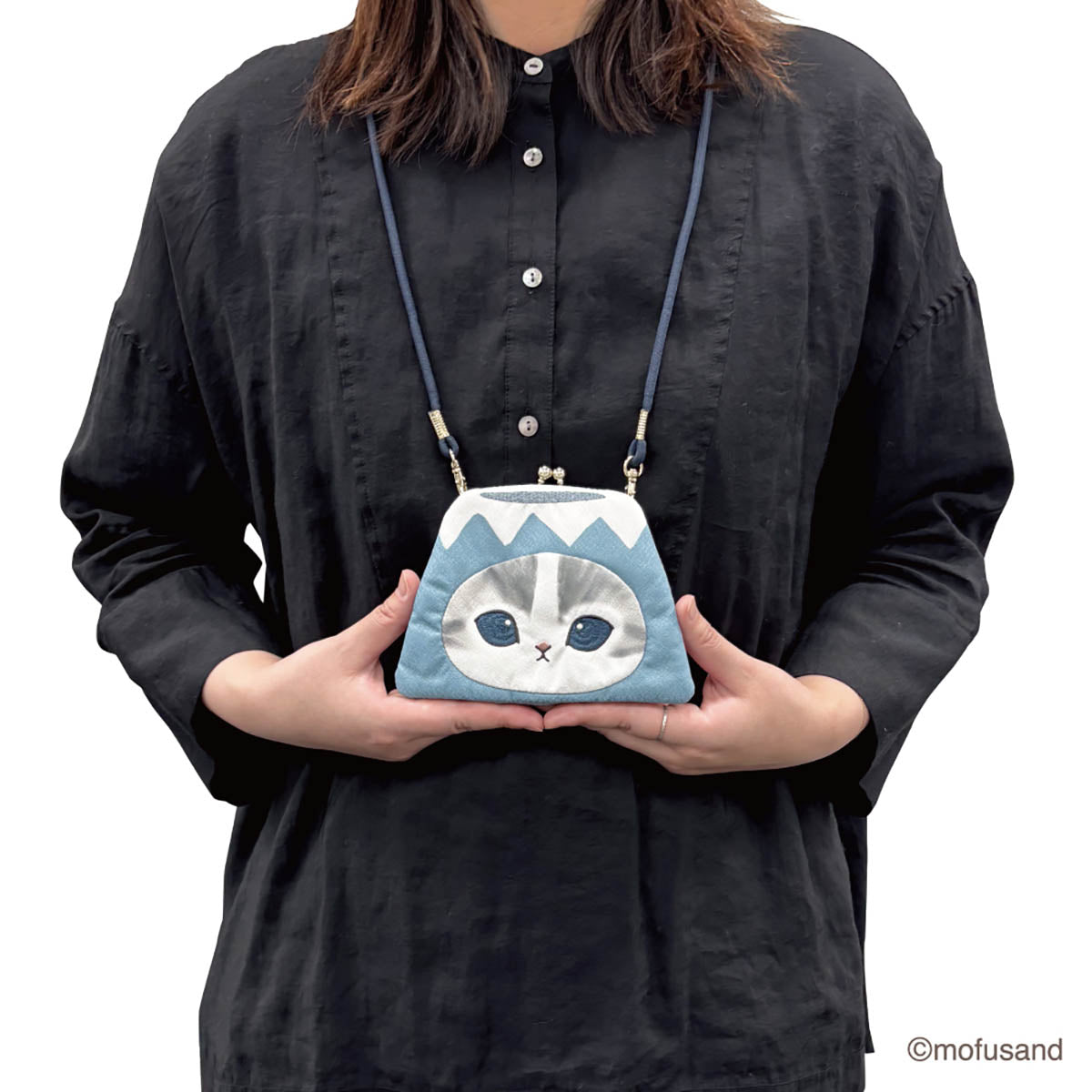 mofusand Face Clasp Purse Chirimen (Mt. Fuji Meow)