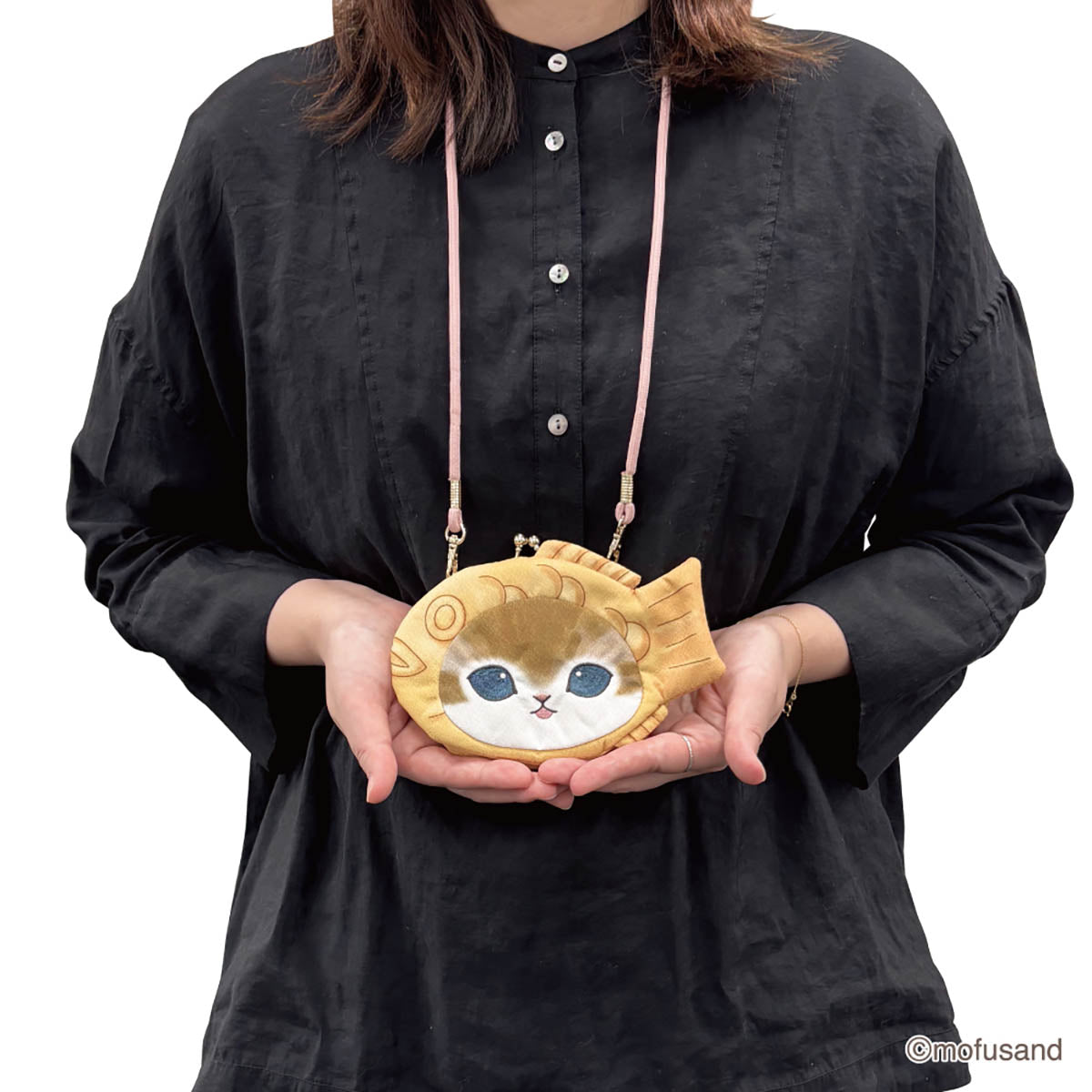 mofusand Face Clasp Purse Chirimen (Taiyaki Meow)