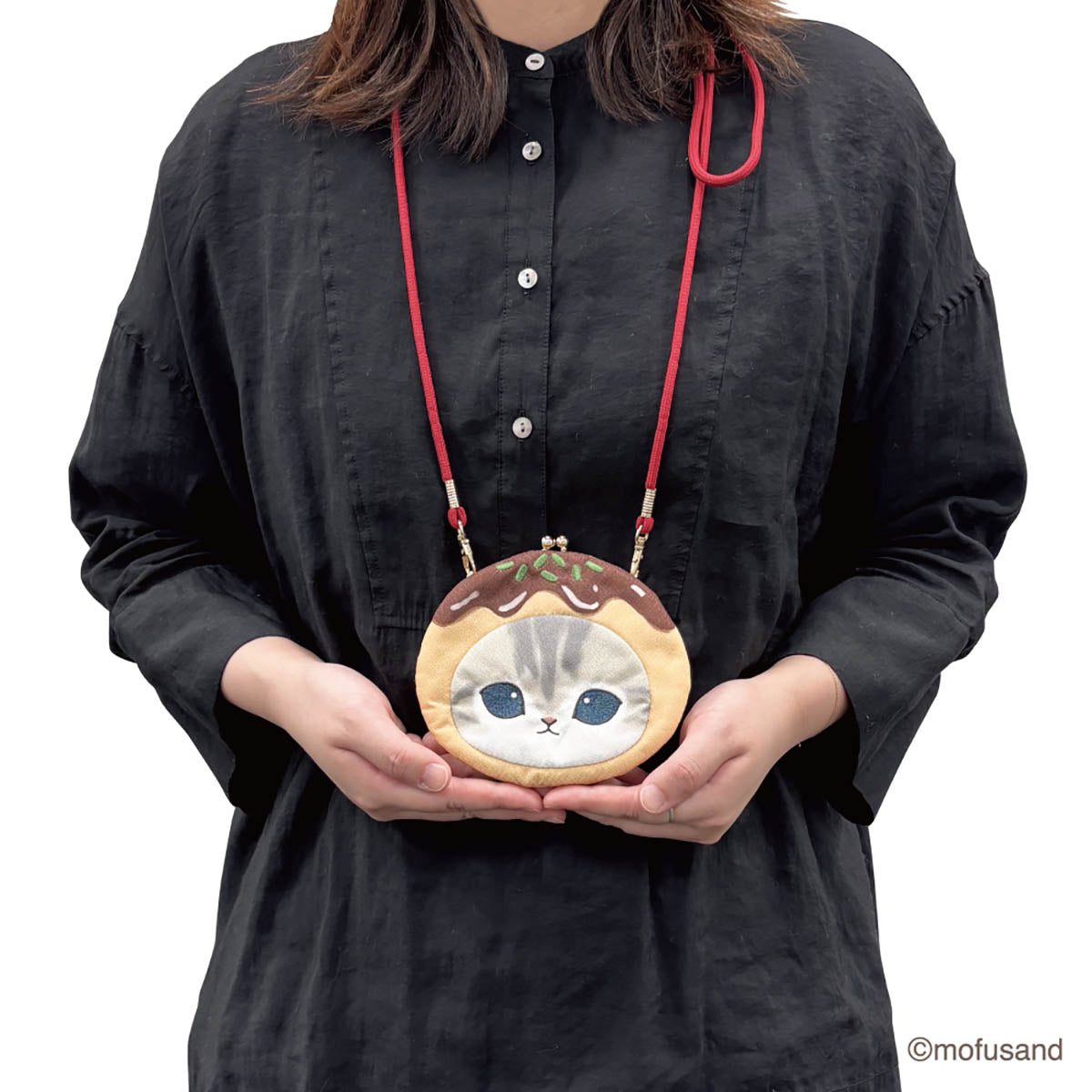 mofusand Face Clasp Purse Chirimen (Takoyaki Meow)