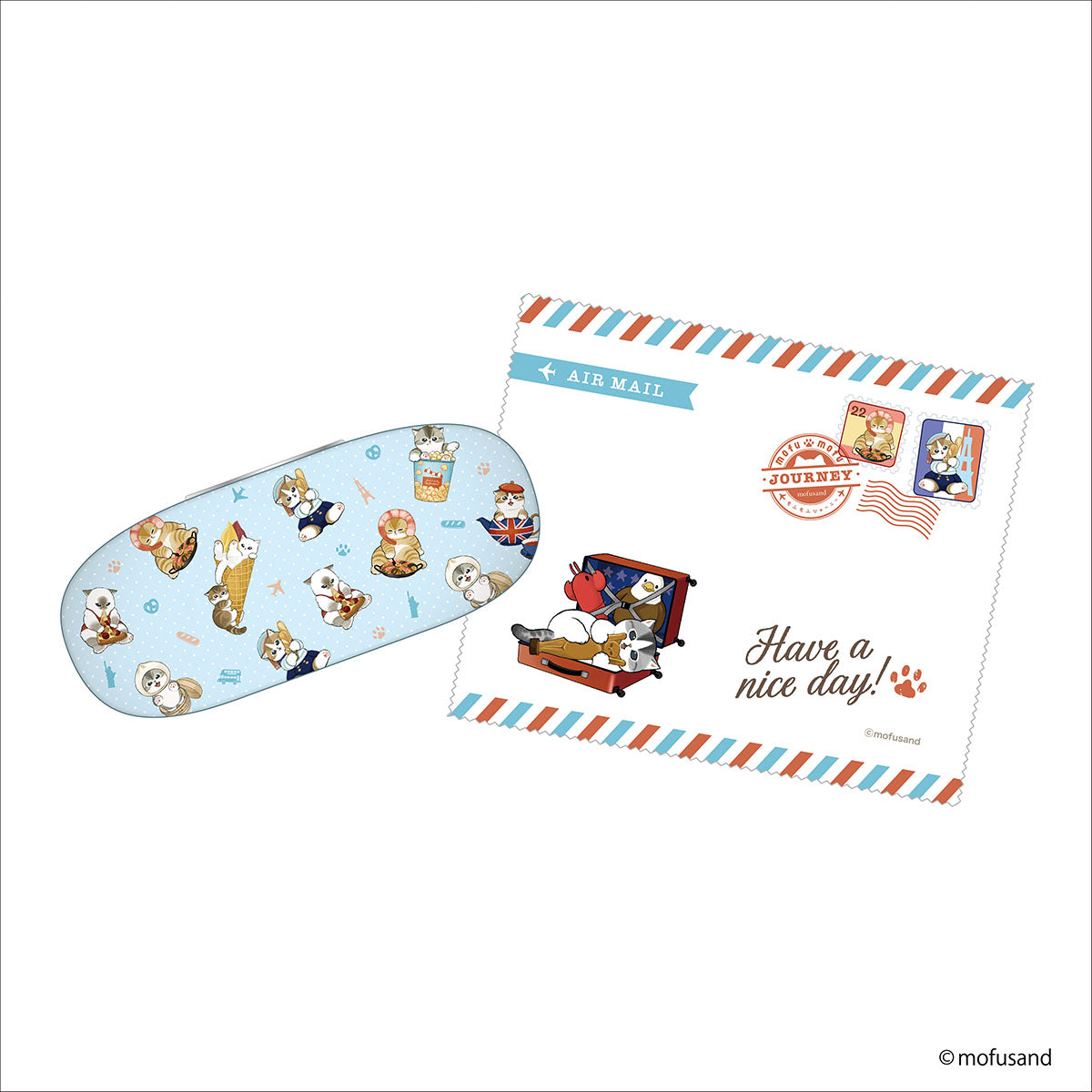 mofusand mofumofu journey Glasses Case (Blue)