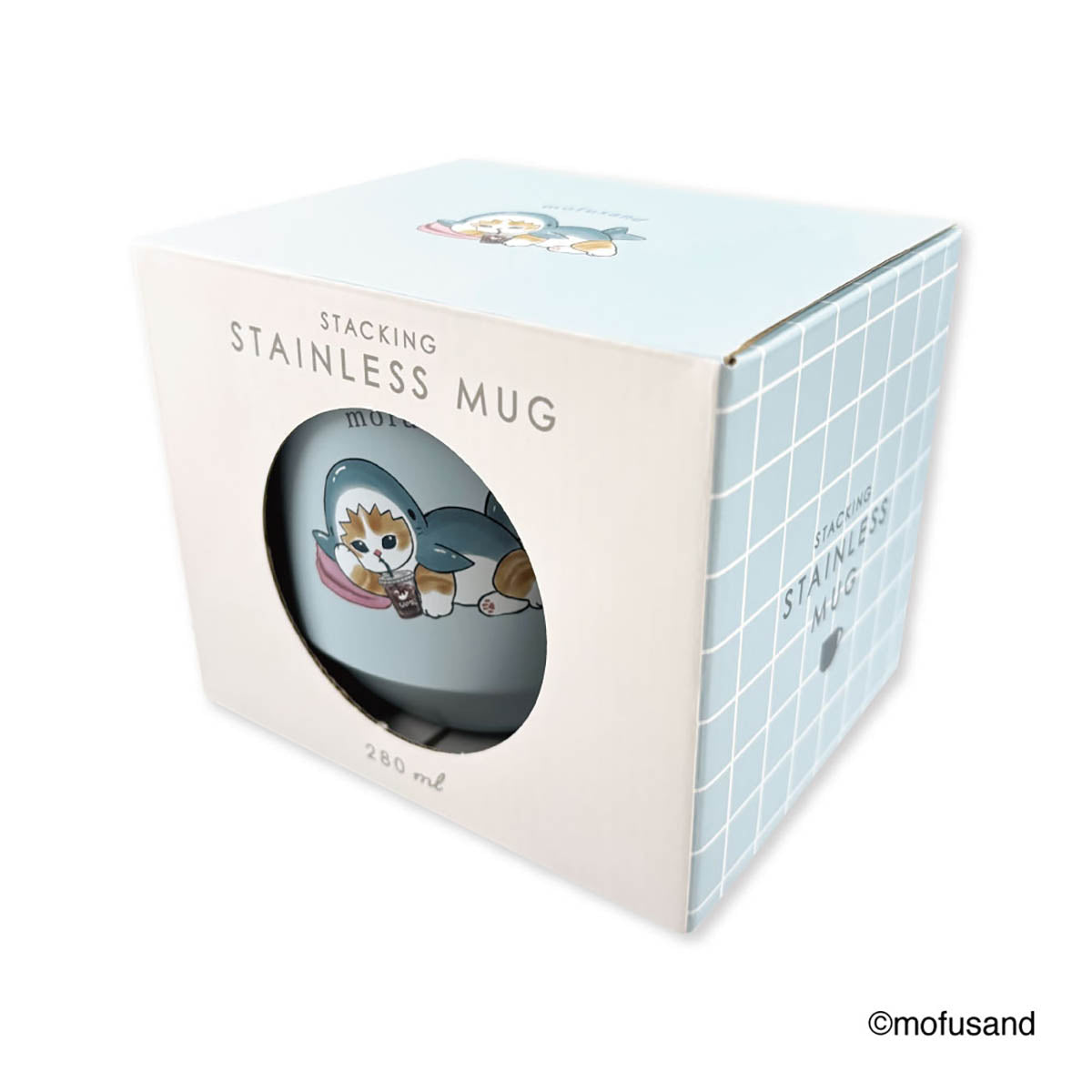 mofusand Stacking Stainless Mug with Lid (Shark Meow)