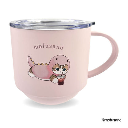 mofusand Stacking Stainless Mug with Lid (Dinosaur Meow)